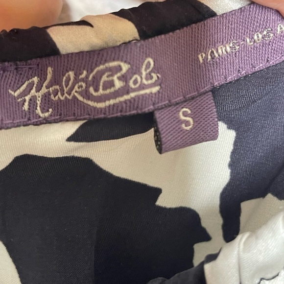 Hale Bob blouse silk beaded sz small black white belted style 8tca2458 - Picture 6 of 9